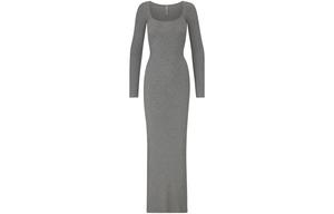 женское платье с длинными рукавами, серый