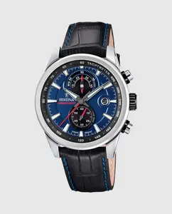 F20695/5 Мужские часы Timeless Chronograph в черной коже Festina, черный