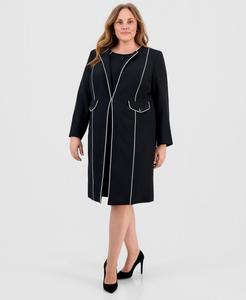 Куртка-топ из эластичного крепа больших размеров Kasper, Black/Vanilla Ice