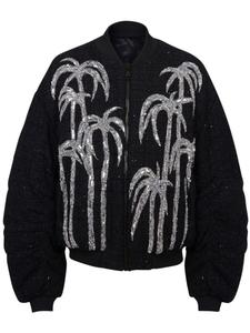 Balmain твидовый бомбер с принтом, черный