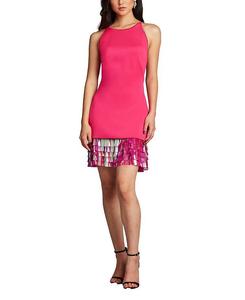 Мини-платье из неопрена с пайетками и бахромой Tadashi Shoji Selena, розовый