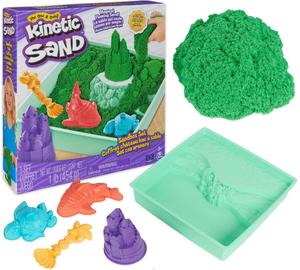 Пластиковый кинетический песок Набор Kinetic Sand: Зеленый замок + формы, поднос и аксессуары Spin Master