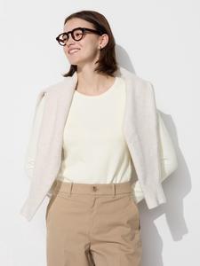 Теплая футболка с круглым вырезом Uniqlo, белый