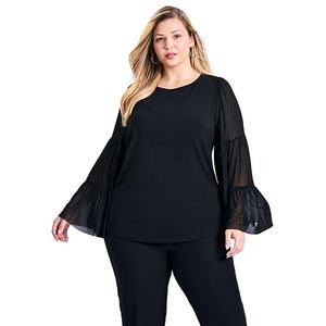 Женский топ plus size Mylo с сетчатыми рукавами-колокол Avenue