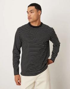 Футболка Mango с длинными рукавами в черную полоску