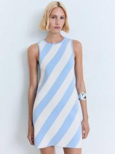 Платье мини без рукавов Rallado с диагональной полоской Mango