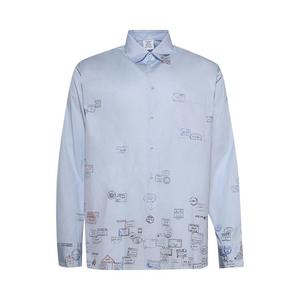 Рубашка Vetements Passport Stamps Shirt, Baby Blue