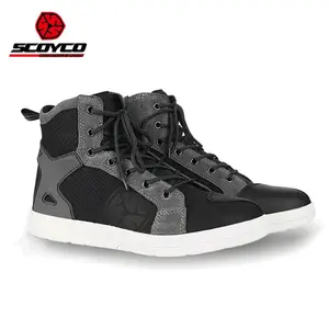 SCOYCO Мотоциклетные ботинки для езды, всесезонные, ветро- и водонепроницаемые, мужские кроссовки для райдеров, MT040 серый [дышащая версия], размер 43