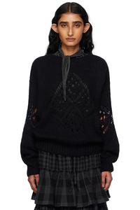 Свитер из альпаки с ажурным узором Open Yy, черный