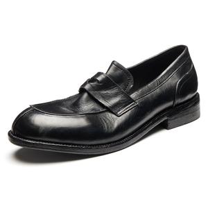 Мужские лоферы черные текстильные