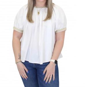 Белая блузка с вышитой отделкой и бантом Heyson