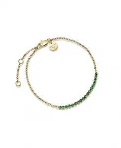Теннисный браслет из нержавеющей стали с покрытием из 14-каратного желтого золота Rosefield, green