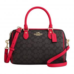 COACH Сумка через плечо Rowan из прорезиненной ткани среднего размера женская красная
