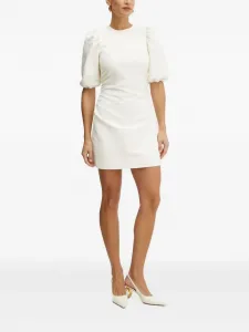 Мини-платье Nissa с рукавами-фонариками из жаккарда IVY OAK, белый