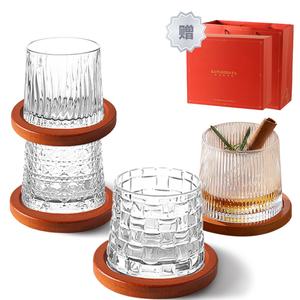 Бокалы для виски KAWASIMAYA, [Premium Box With Shopping Bag]Solid Color Rotating Whiskey Drinkware-Four-Cup Set Style A