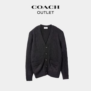 Мужской классический вязаный кардиган с логотипом COACH, удобная повседневная куртка, черный