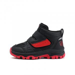 SNOOPY Нескользящие и износостойкие теплые детские кроссовки для повседневной носки, цвет черный, красный