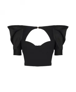 Топ из крепа и атласа «дюшес» Elisabetta Franchi, черный