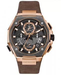 Мужские часы Precisionist с коричневым кожаным ремешком, 44,7x46,8 мм — специальная серия Bulova