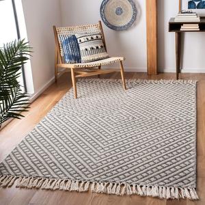 Ковер SAFAVIEH, 92 x 153 см, Natura Collection, Ivory & Black, ручной работы из шерсти, идеален для помещений с высокой проходимостью: прихожая, гостиная, спальня (NAT357A)