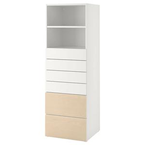 Книжный шкаф SMÅSTAD/PLATSA IKEA, 60x57x181 см, цвет white birch