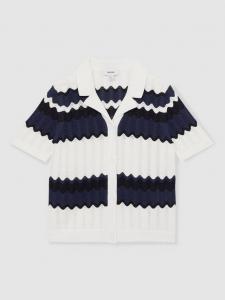 Детская футболка Alba с волнистыми полосками Reiss, Navy