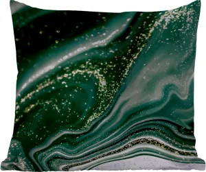 Подушка для улицы - под мрамор - золото - зеленый - блестки - дизайн - мрамор - 60 x 60 см - водонепроницаемая - подушка для отдыха - декоративная - подушка для сна MuchoWow