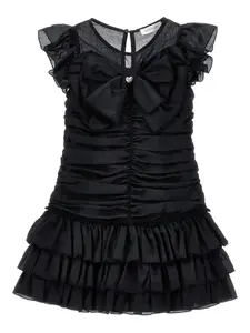 Платье с оборками и бантом Monnalisa, черный