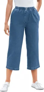 Woman Within Plus Size джинсы капри с эластичным поясом