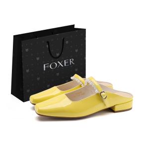 FOXER Женские противоскользящие тапочки с закрытым носком желтые, цвет Yellow