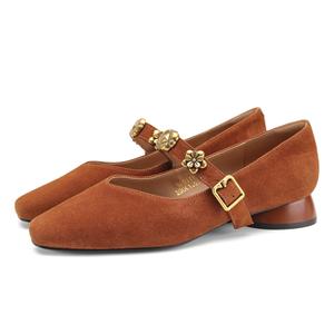 Туфли на блочном каблуке Mary Jane SAFIYA, коричневый