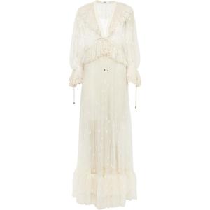 Вышитое платье макси с цветочным принтом Chloé, белый