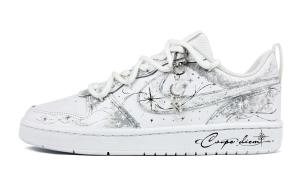 Nike Court Borough Stellar Whisper Abrasion Resistant Slip Resistant Low top Skateboard Shoes White Teenagers