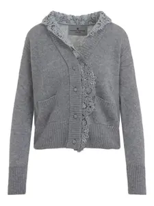 Кардиган с кружевной отделкой Ermanno Scervino, серый
