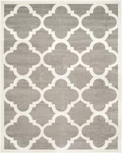 Ковер SAFAVIEH, 244 x 305 см, - коллекция Amherst - большой - темно-серый и бежевый, узор Moroccan Trellis, не линяет и легко чистится, идеально для гостиной, спальни, офиса, столовой (AMT423R)