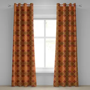 Викторианская штора на люверсах ABAKUHAUS, винтажный цветочный узор в средневековых тонах, эзотерический мотив рококо-барокко, декоративная двухпанельная штора на окно, 280 см x 260 см, горчично-оранжевый цвет Abakuhaus