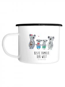 Эмалированная кружка XL Koala Family Two с надписью на белом фоне Mr. & Mrs. Panda