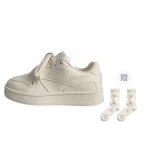 PARK DANCE Женские низкие скейтерские кеды бежевые с носками, цвет Beige+Comes with Socks