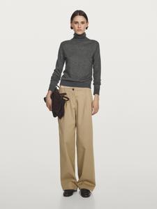 Вязаный свитер с высоким воротом из смесовой шерсти Massimo Dutti, антрацитово-серый