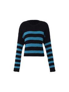 Женский вязаный свитер черного и бирюзового цветов myMo