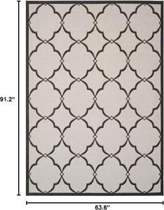 Ковер SAFAVIEH, 161 x 229 см, Linden Collection, Light Grey & Charcoal, Trellis Design, не линяет и прост в уходе, для помещений и улицы, можно стирать - идеально для патио, заднего двора, прихожей (LND125A)