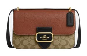 Сумка через плечо Morgan Square из ткани с кожаными деталями, средний размер, женская, цвета хаки и коричневый COACH