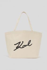 Хлопковая сумка K/SIGNATURE Karl Lagerfeld, бежевый