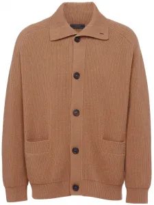 Кашемировый кардиган в рубчик Prada, коричневый