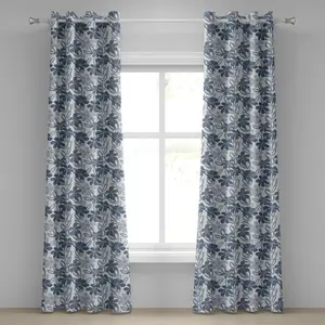 Шторы на люверсах ABAKUHAUS с цветочным рисунком, абстрактные весенние цветы ручной работы в пастельных тонах с листьями, декоративные двухпанельные шторы, 280 см x 225 см, серо-голубой, светло-серый Abakuhaus