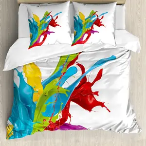 Пододеяльник ABAKUHAUS с цветным рисунком, сюрреалистическая цифровая живопись, защита от клещей, подходит для аллергиков, с наволочками, 155 см x 220 см - 80 x 80 см, многоцветный Abakuhaus
