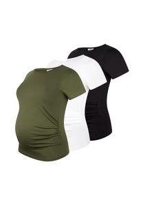 Комплект из 3 рубашек для беременных, однотонная одежда для беременных, однотонная M.M.C., цвет Schwarz Wei_ Khaki