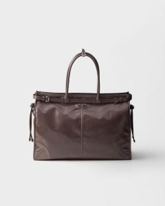 Сумка-тоут из кожи Prada Bonnie, коричневый