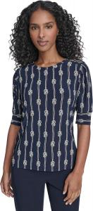 Женский трикотажный топ с рукавами-фонариками от Tommy Hilfiger, Midnight Multi