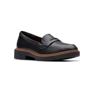 Вестлинн светящиеся женские кожаные лоферы на массивной подошве Clarks, цвет black leather
